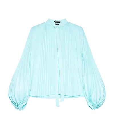 Tom Ford Plissé Sunray Shirt In Blue