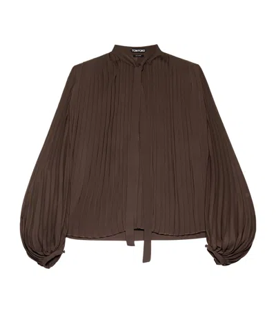 Tom Ford Plissé Sunray Shirt In Green
