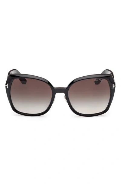 Tom Ford Plum 58mm Gradient Butterfly Sunglasses In Black