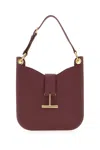 Tom Ford Plum Leather Small Tara Shoulder Bag In Red