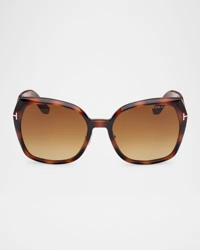 TOM FORD PLUM PLASTIC CAT-EYE SUNGLASSES
