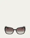Tom Ford Plum Plastic Cat-eye Sunglasses In Shiny Black/smoke Lenses