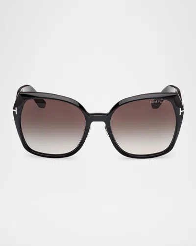 TOM FORD PLUM PLASTIC CAT-EYE SUNGLASSES