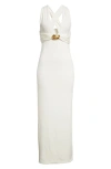 TOM FORD PLUNGE NECK STRETCH SABLE EVENING GOWN