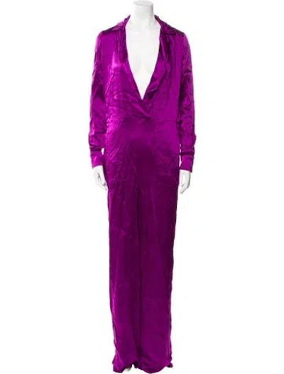 Pre-owned Tom Ford Plunge Neckline Jumpsuit In Purple