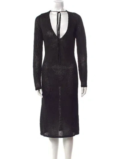 Pre-owned Tom Ford Plunge Neckline Midi Length Dress In Black