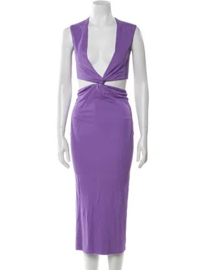 Pre-owned Tom Ford Plunge Neckline Midi Length Dress In Purple