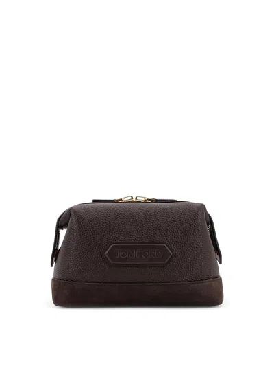 Tom Ford Pochette In Suede And Leather In Brown