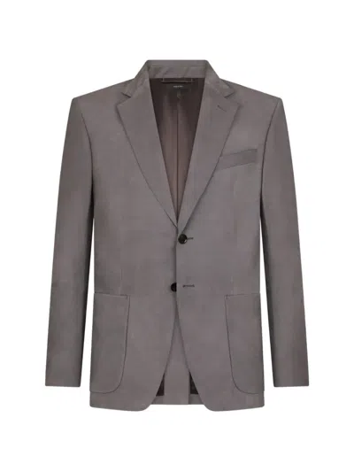 Tom Ford Pocket Button Blazer In Gray