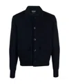 Tom Ford Pointed-collar Ribbed-knit Cardigan In Black