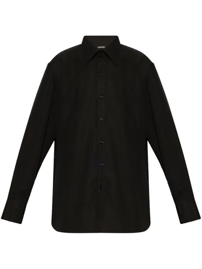 Tom Ford Pointed-collar Shirt In Black