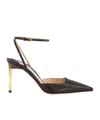 Tom Ford Glossy Stamped Python Slingback In Black