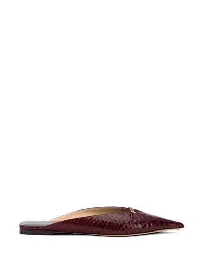 Tom Ford Julianne Patent Python-printed Mules In Burgundy