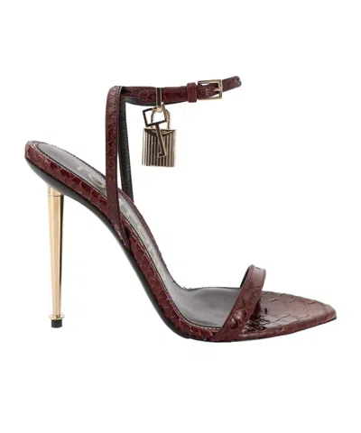 Tom Ford Pointed-toe Low-heeled High-heeled Sandals In Burgundy