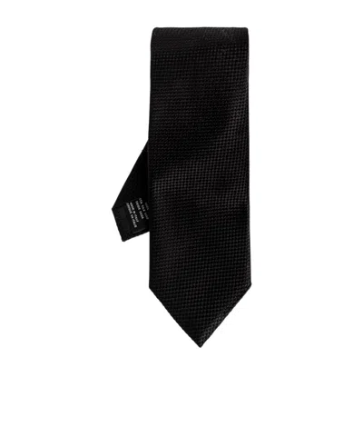 Tom Ford Check-pattern Silk Tie In Black
