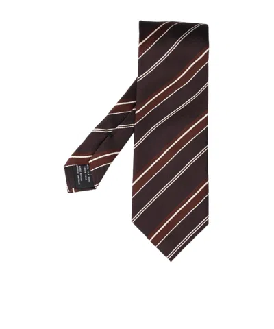 Tom Ford Stripe Jacquard Silk Tie In Brown