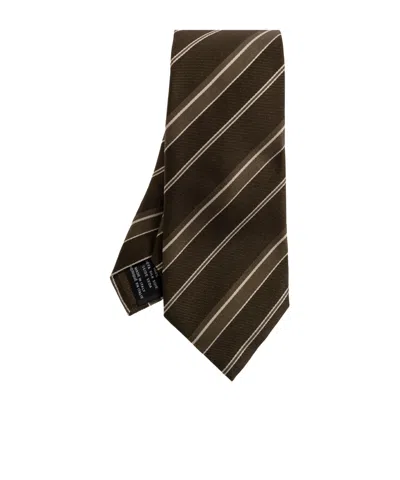 Tom Ford Diagonal-stripe Silk Tie In Brown