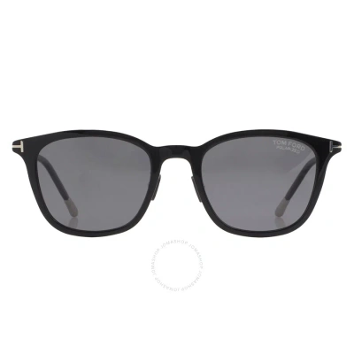 Tom Ford Polarized Smoke Square Men's Sunglasses Ft0956-d 01d 52 In Black