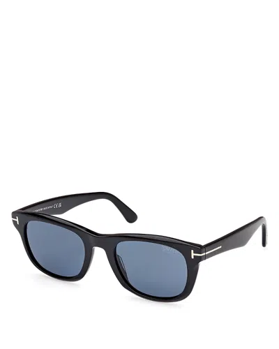 Tom Ford Polarized Square Sunglasses, 54mm In Black/blue Polarized Solid