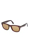 Tom Ford Polarized Square Sunglasses, 54mm In Havana/tan Polarized Solid