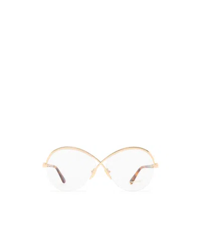 Tom Ford Polished-effect Round-frame Glasses In White