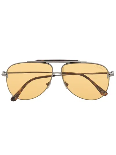 Tom Ford Polished Pilot-frame Sunglasses In Grey