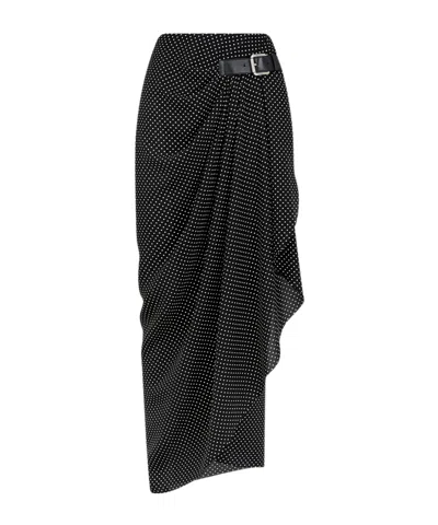 TOM FORD POLKA-DOT BUCKLED MIDI SKIRT