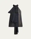 Tom Ford Polka-dot Chiffon Neck-tie Sleeveless Blouse In Black