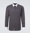 Tom Ford Cotton Shirt With Diamond Print And Contrast White Collar In Gray