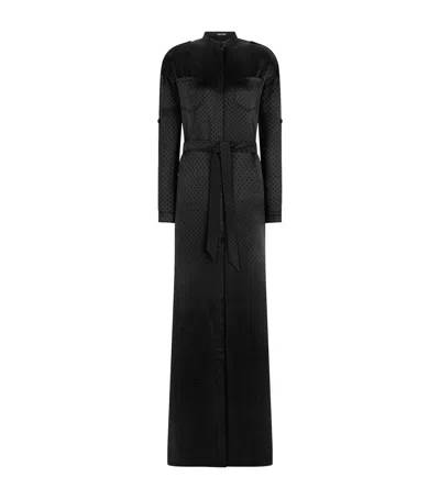 Tom Ford Polka Dot Military Maxi Dress In Black