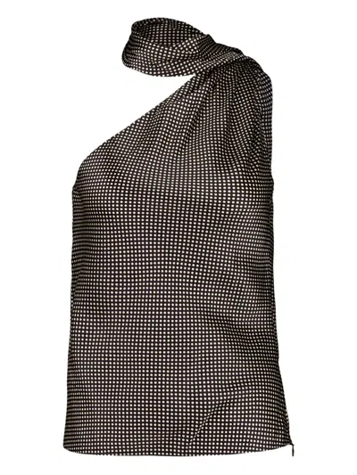 Tom Ford Polka-dot One-shoulder Top In Black