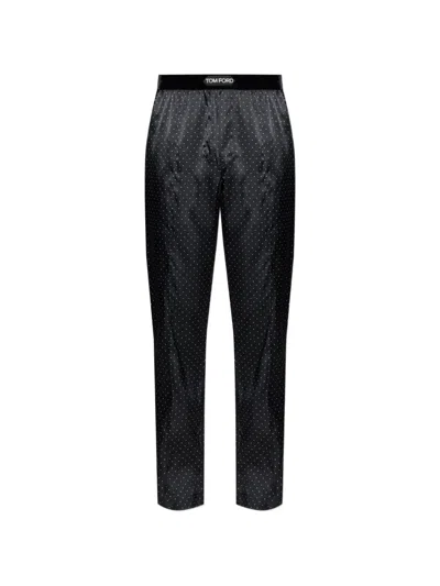 Tom Ford Polka-dot Pajama Bottoms In Black