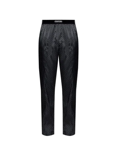 Tom Ford Polka Dot Pajama Pants In Black