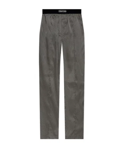 Tom Ford Polka-dot Pajama Trousers In Gray