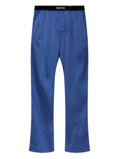 Tom Ford Polka-dot Pattern Pyjama Pants In Blue