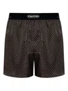 Tom Ford Polka-dot Pattern Silk Boxers In Brown