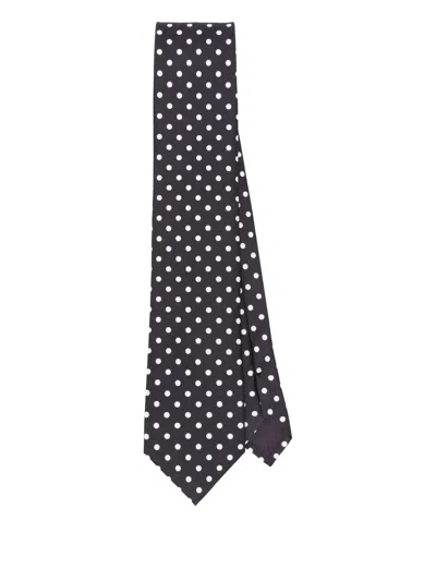 Tom Ford Polka Dot-pattern Silk Tie In Black