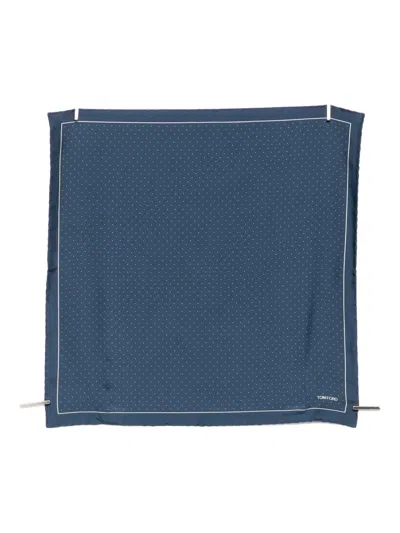 Tom Ford Polka Dot Pocket Square In Blue