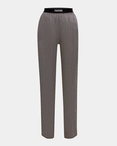 Tom Ford Polka Dot Print Stretch Satin Pajama Pants