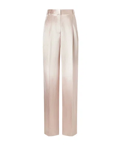 Tom Ford Polka Dot Satin Straight Leg Trousers In Neutral