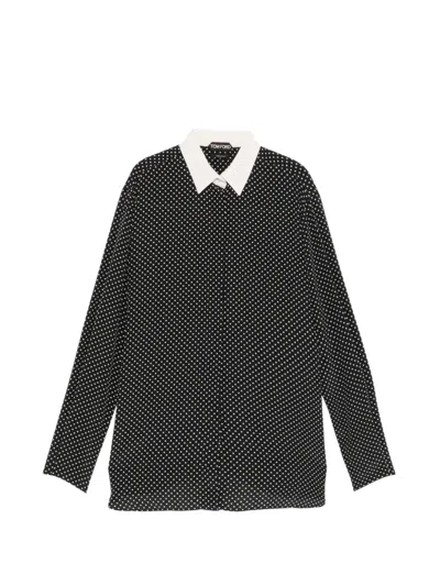 Tom Ford Polka Dot Shirt In Black