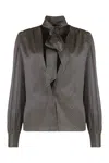 Tom Ford Polka-dot Silk Blouse In Gray