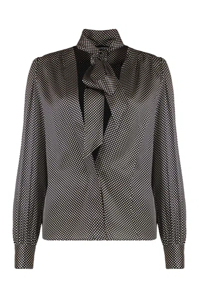 Tom Ford Polka-dot Silk Blouse In Gray