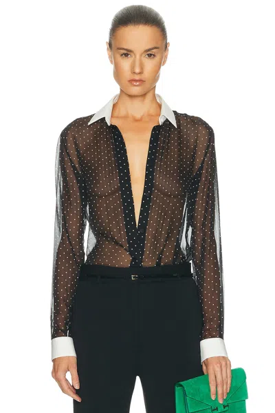 Tom Ford Polka Dot Silk Chiffon Shirt In Multi
