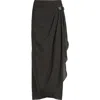 Tom Ford Polka Dot Silk Sable Faux Wrap Skirt In Black