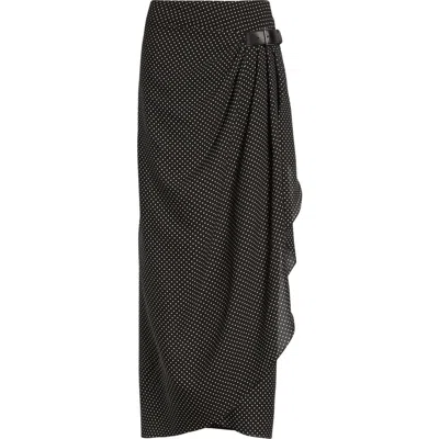 Tom Ford Polka Dot Silk Sable Faux Wrap Skirt In Black