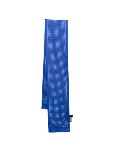 Tom Ford Polka Dot Silk Scarf In Blue