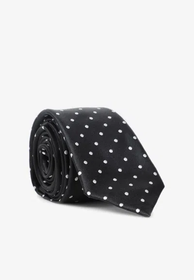 Tom Ford Polka-dot Silk Tie In Black