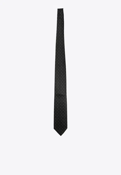 Tom Ford Polka Dot Silk Tie In Black