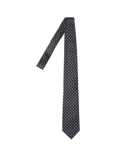 Tom Ford Polka Dot Silk Tie In Black